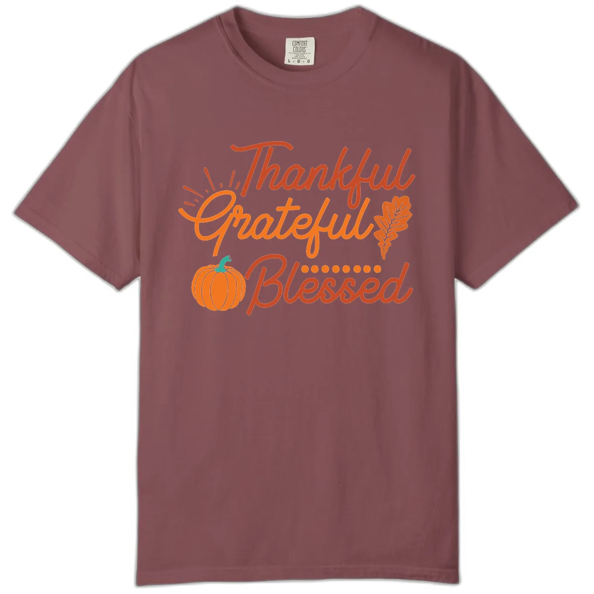 Thankful Grateful Blessed Thanksgiving Design Comfort Color in Brick