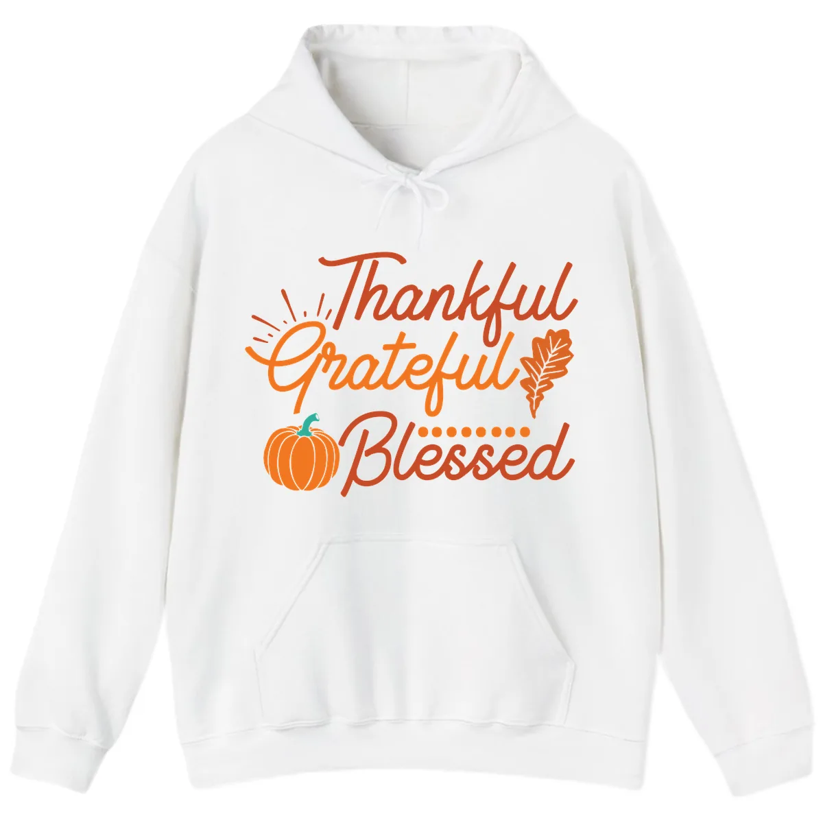 Thankful Grateful Blessed Thanksgiving Design Hoodie in White