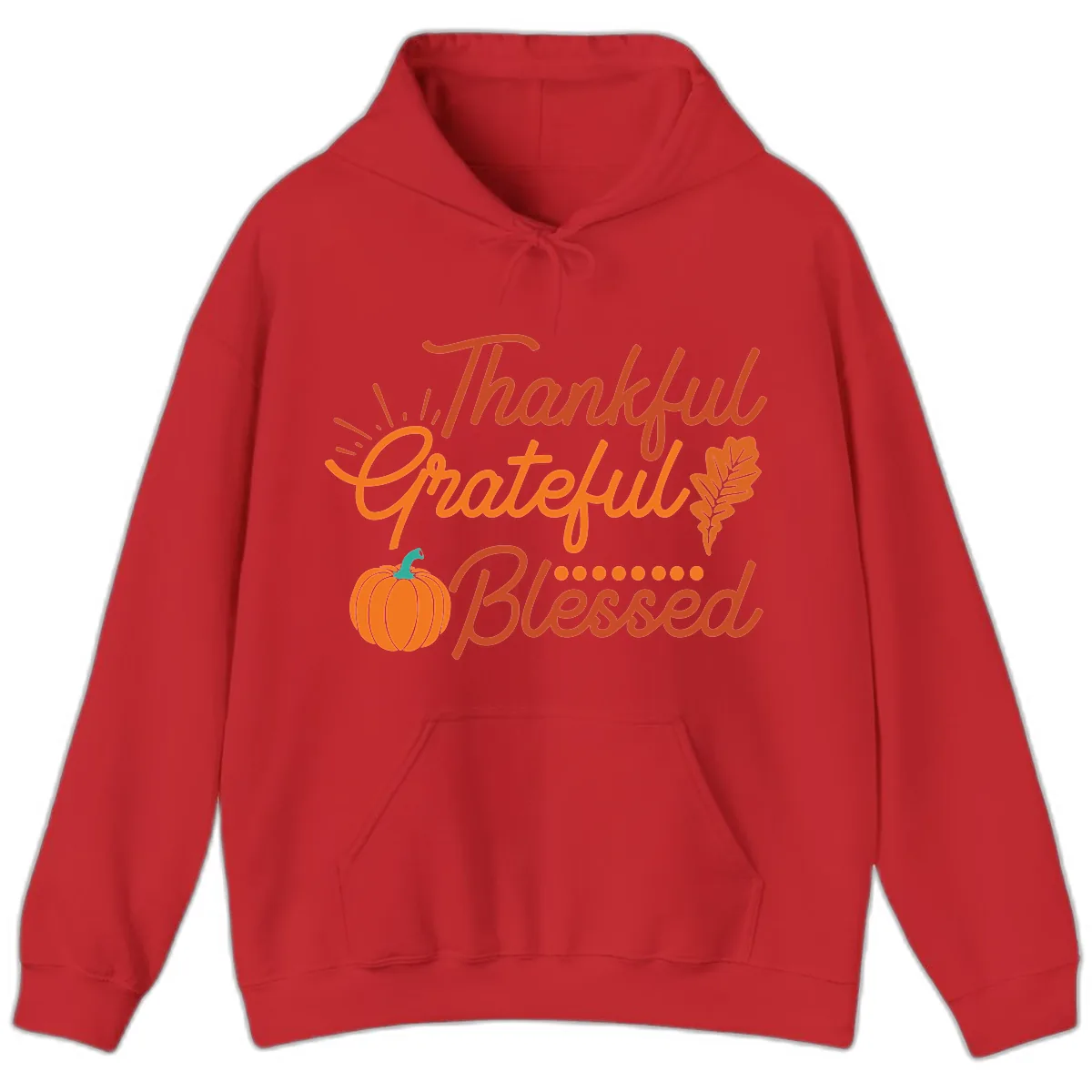 Thankful Grateful Blessed Thanksgiving Design Hoodie in Red