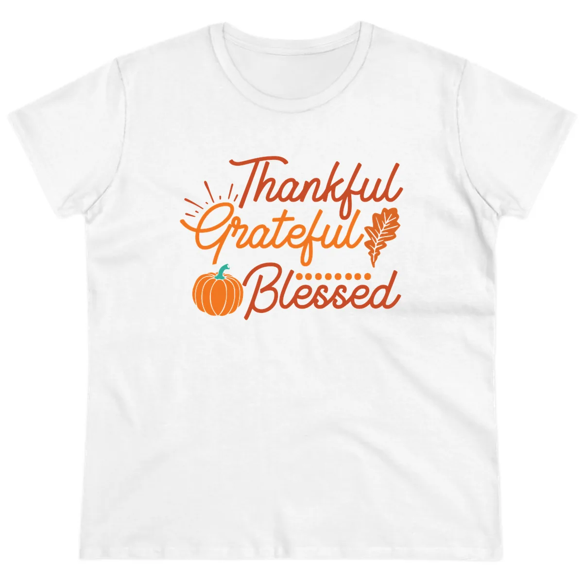 Thankful Grateful Blessed Thanksgiving Design Ladies Tee in White