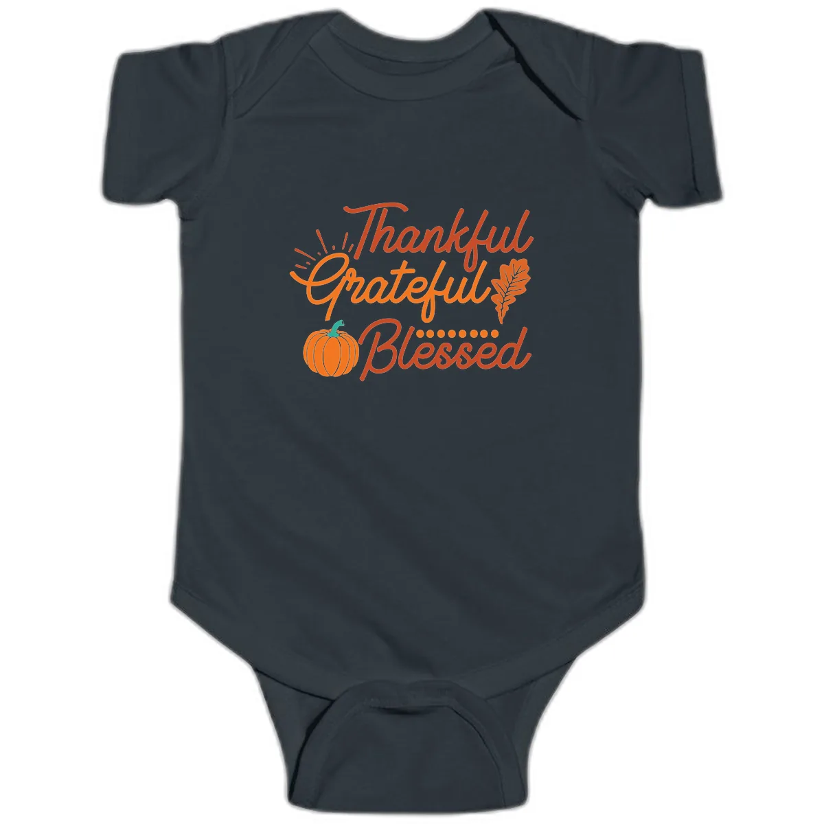 Thankful Grateful Blessed Thanksgiving Design Baby Onesie in Black