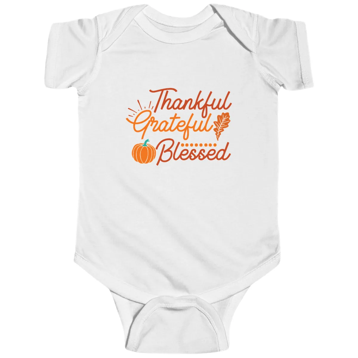 Thankful Grateful Blessed Thanksgiving Design Baby Onesie in White