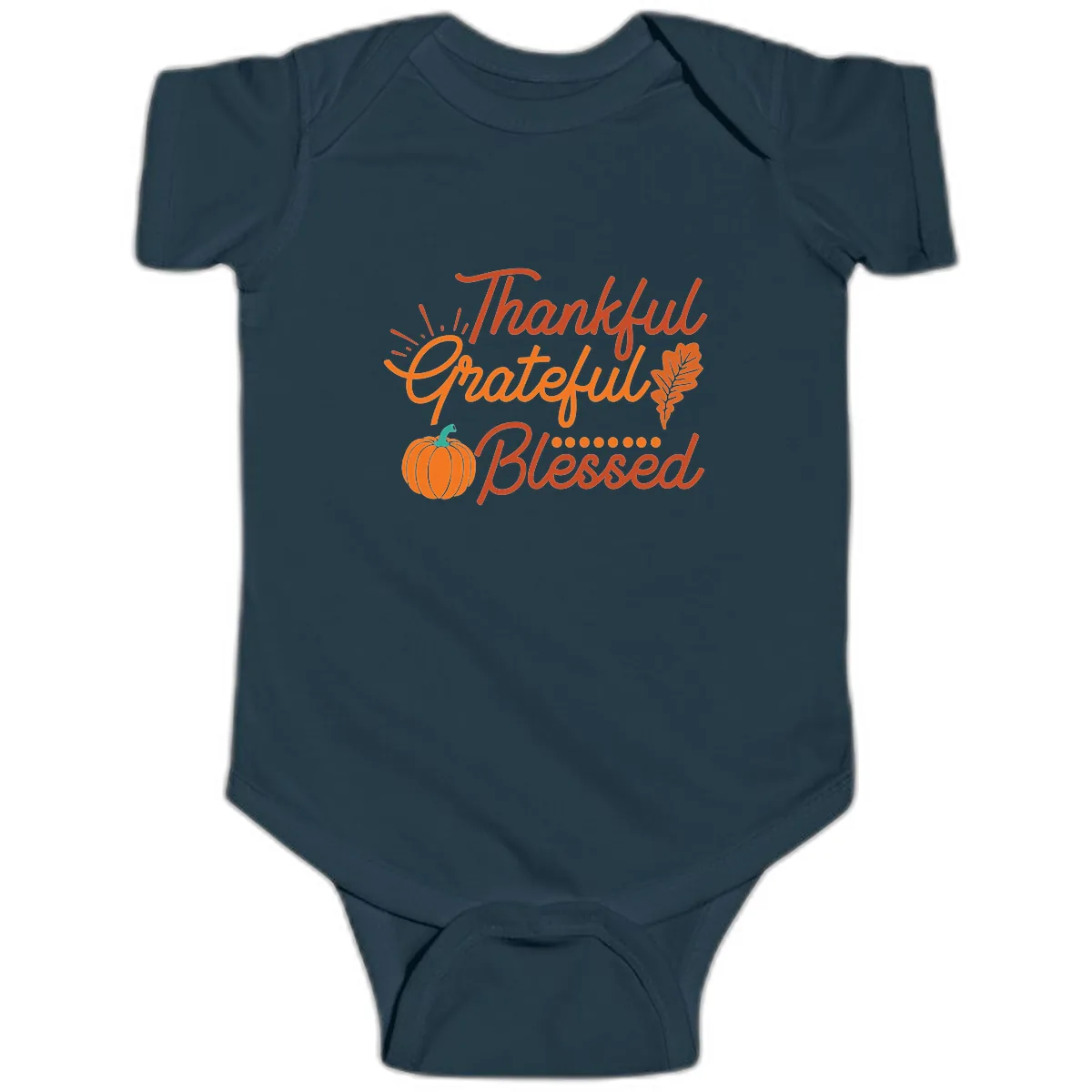 Thankful Grateful Blessed Thanksgiving Design Baby Onesie in Navy