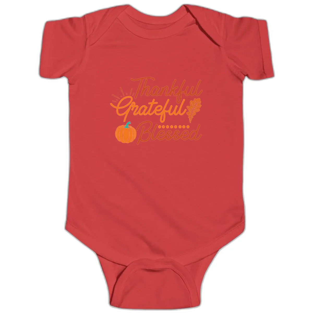 Thankful Grateful Blessed Thanksgiving Design Baby Onesie in Red