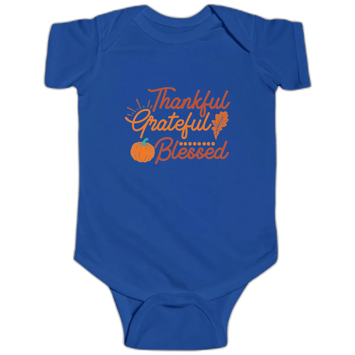 Thankful Grateful Blessed Thanksgiving Design Baby Onesie in Royal
