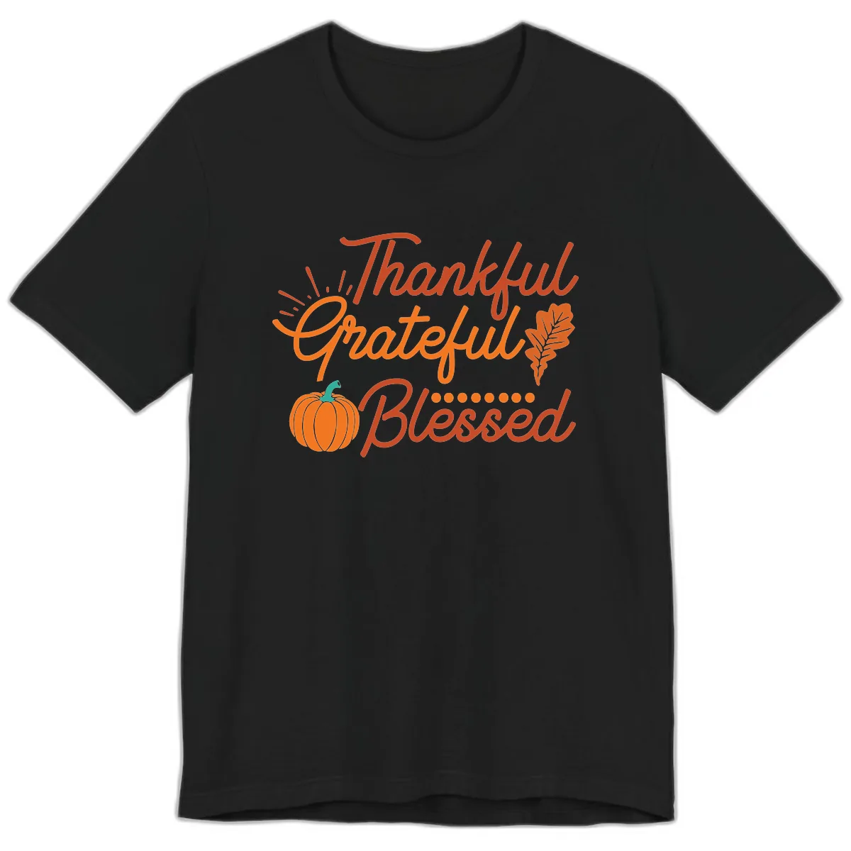 Thankful Grateful Blessed Thanksgiving Design Premium T-Shirt in Black
