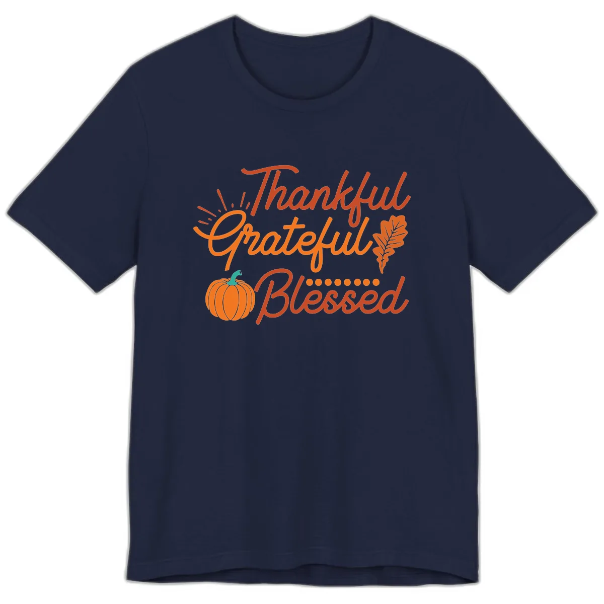 Thankful Grateful Blessed Thanksgiving Design Premium T-Shirt in Navy