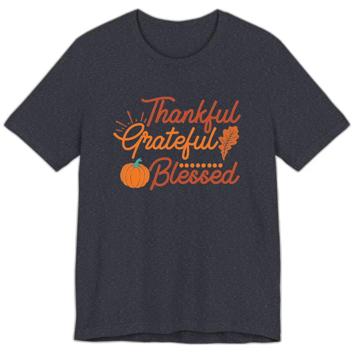 Thankful Grateful Blessed Thanksgiving Design Premium T-Shirt in Heather Navy