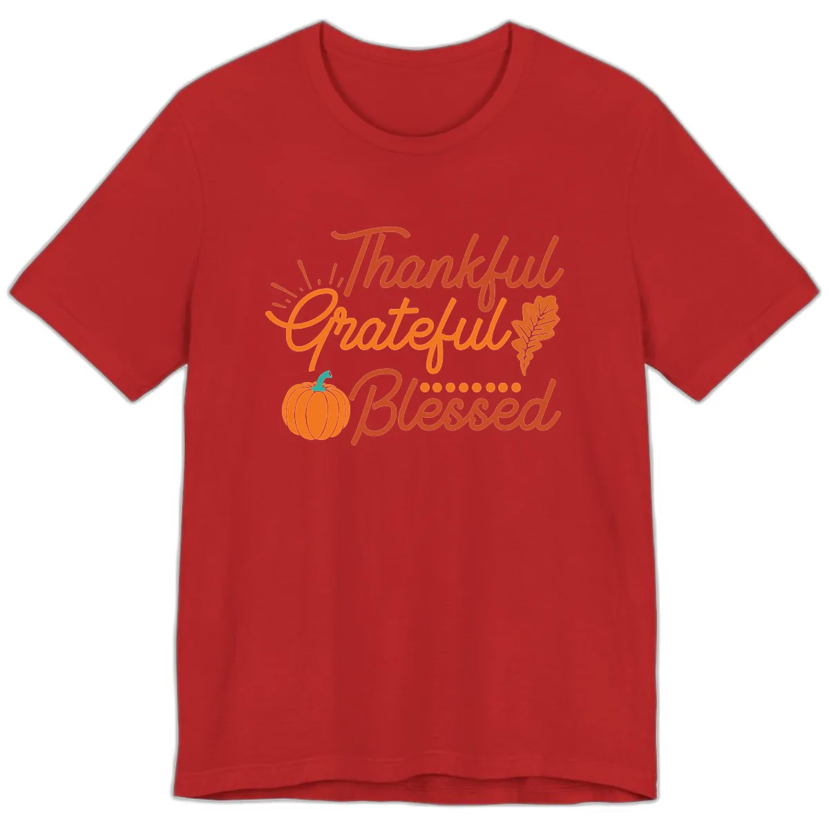 Thankful Grateful Blessed Thanksgiving Design Premium T-Shirt in Red