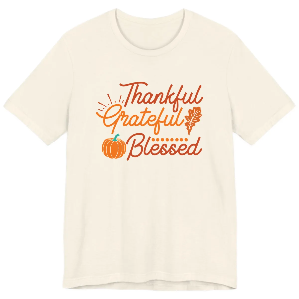 Thankful Grateful Blessed Thanksgiving Design Premium T-Shirt in Natural