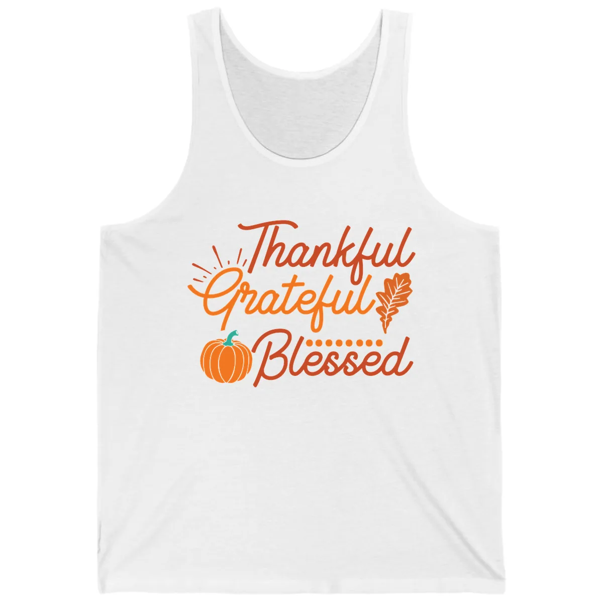 Thankful Grateful Blessed Thanksgiving Design Tank in White