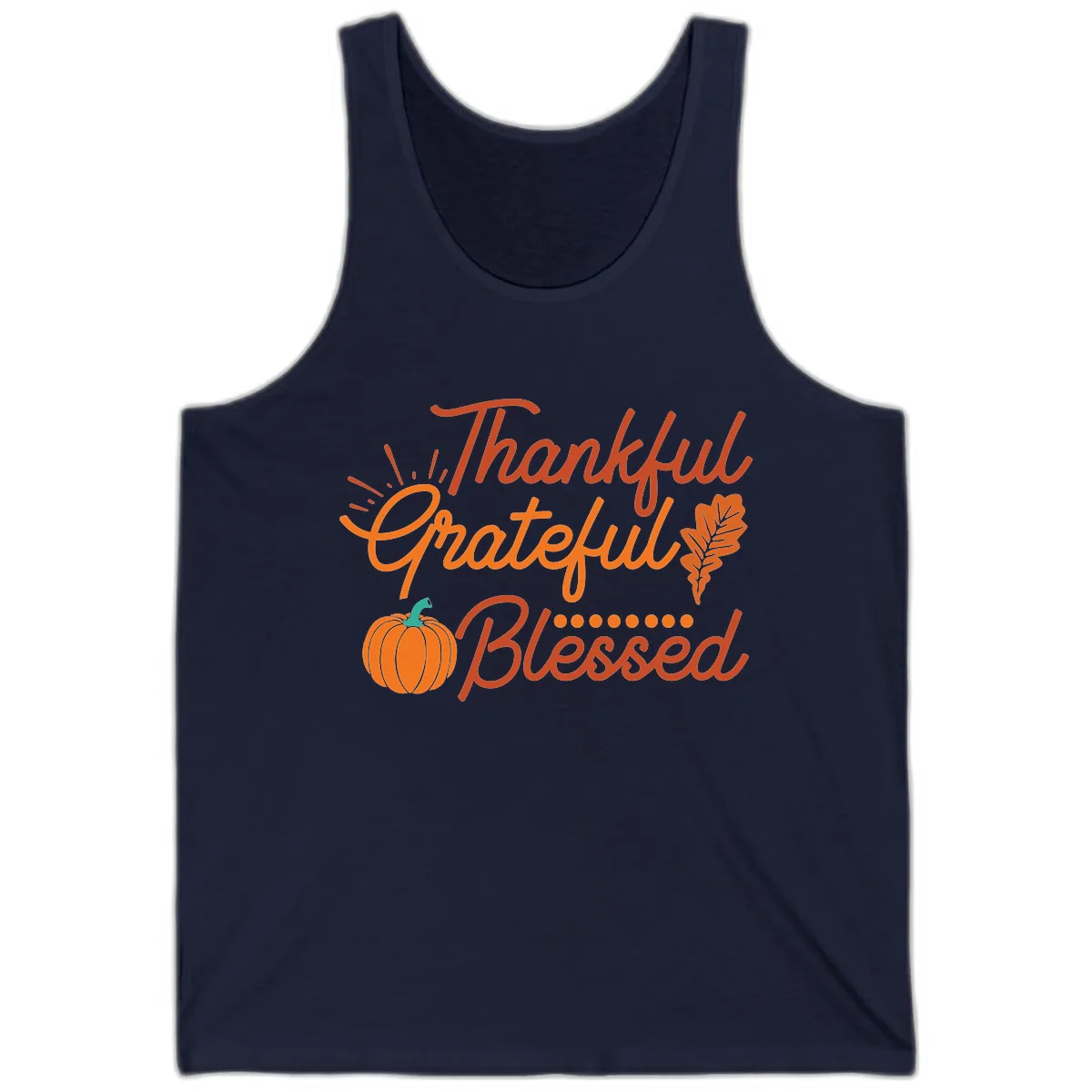 Thankful Grateful Blessed Thanksgiving Design Tank in Navy