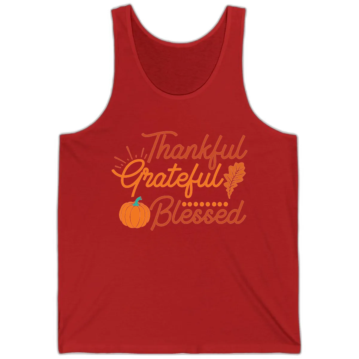 Thankful Grateful Blessed Thanksgiving Design Tank in Red
