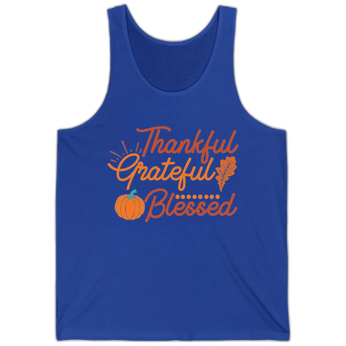Thankful Grateful Blessed Thanksgiving Design Tank in True Royal