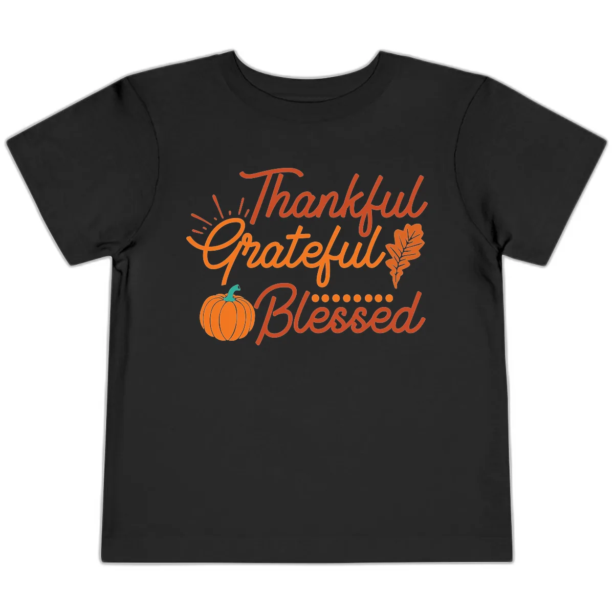 Thankful Grateful Blessed Thanksgiving Design Toddler T-Shirt in Black