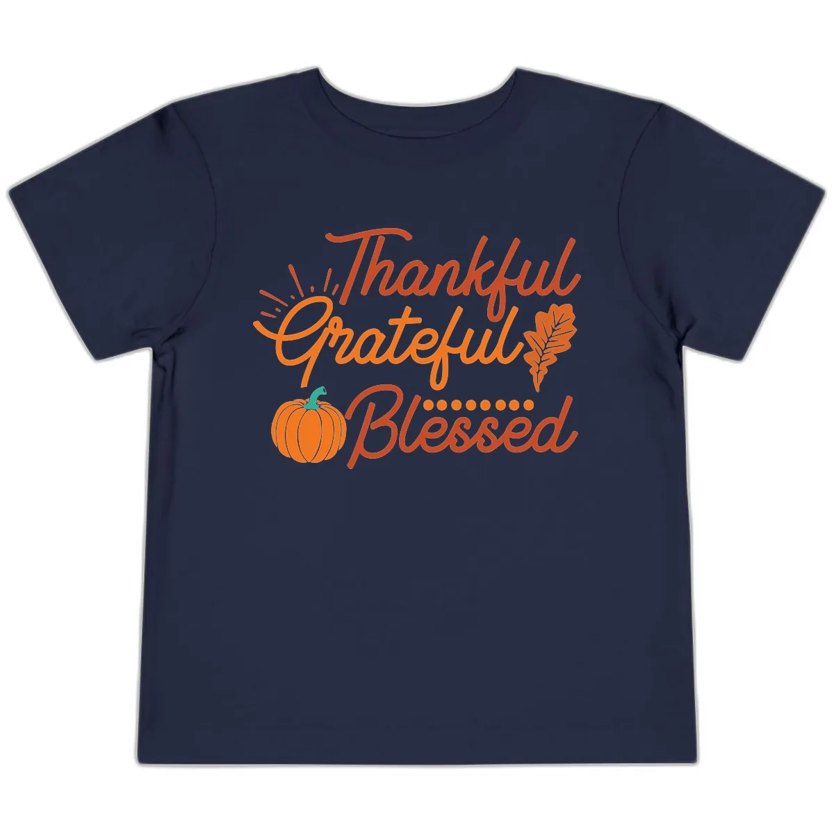 Thankful Grateful Blessed Thanksgiving Design Toddler T-Shirt in Navy