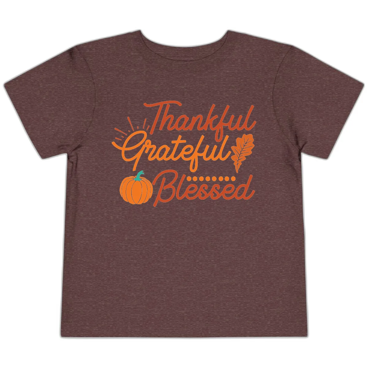 Thankful Grateful Blessed Thanksgiving Design Toddler T-Shirt in Heather Maroon