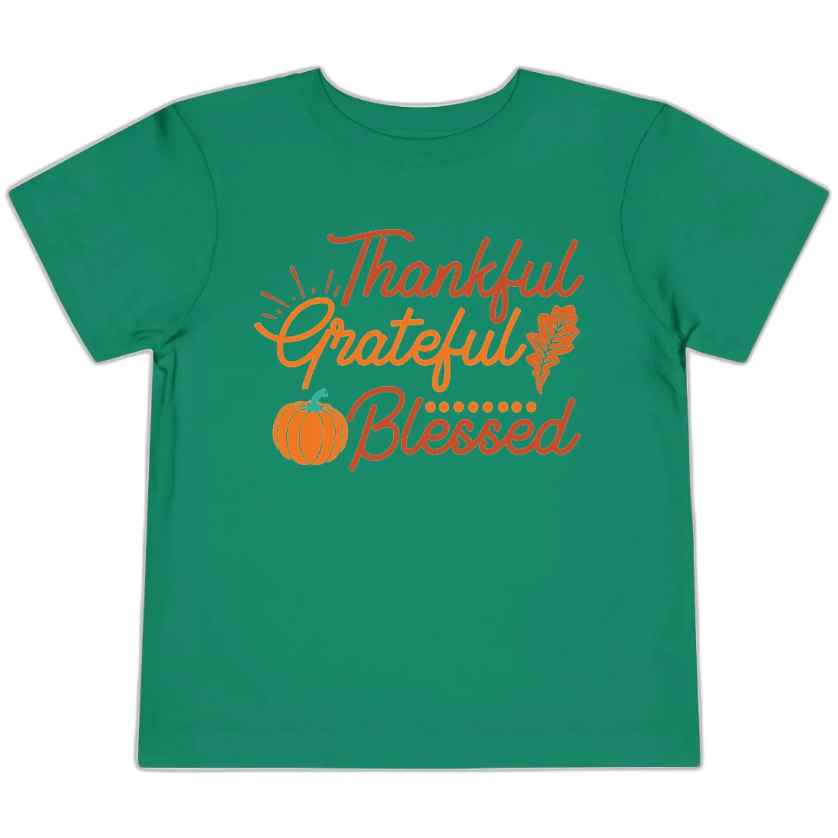 Thankful Grateful Blessed Thanksgiving Design Toddler T-Shirt in Kelly