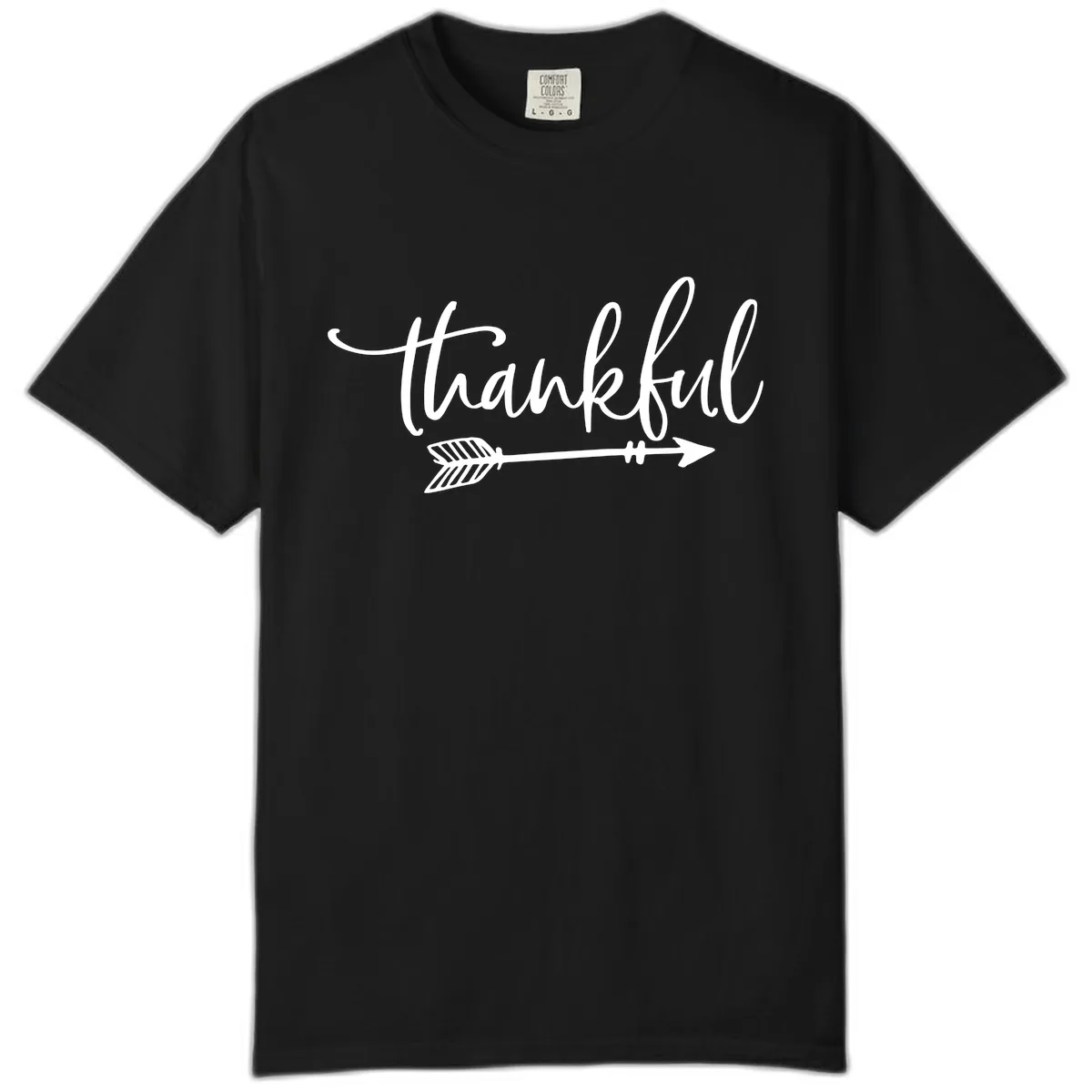Thankful Arrow Typography Comfort Color in Black