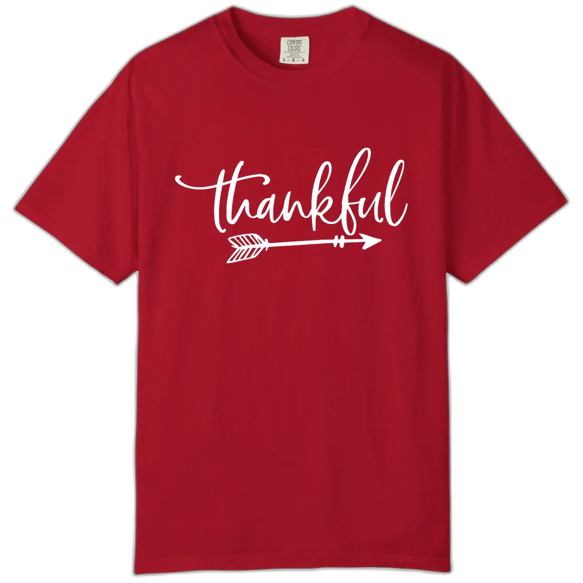 Thankful Arrow Typography Comfort Color in Red