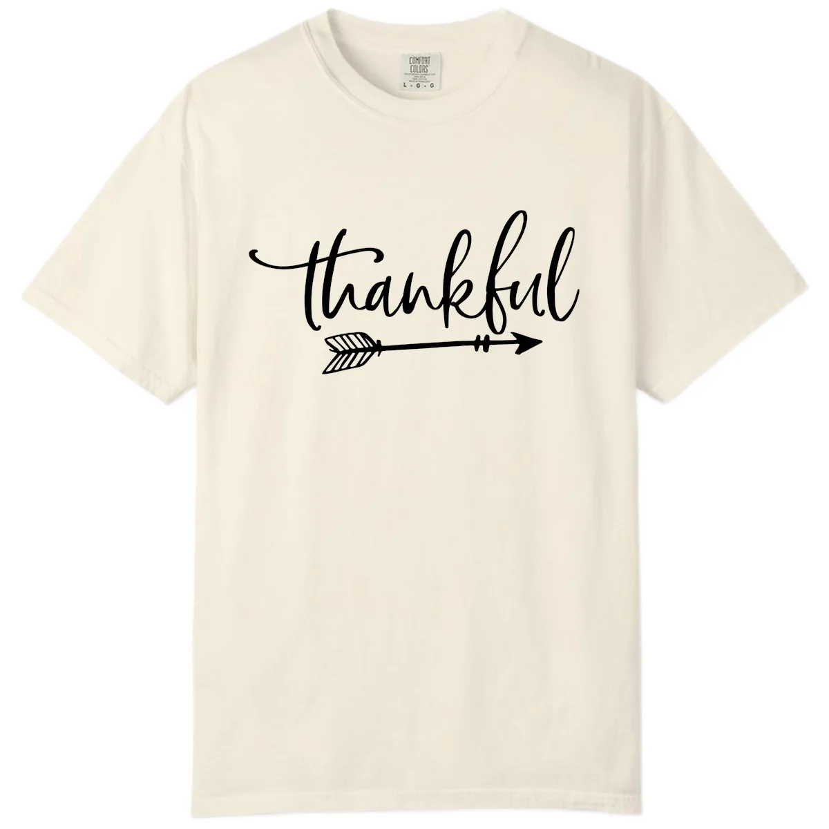Thankful Arrow Typography Comfort Color in Ivory