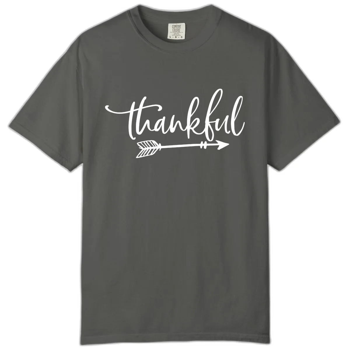 Thankful Arrow Typography Comfort Color in Pepper