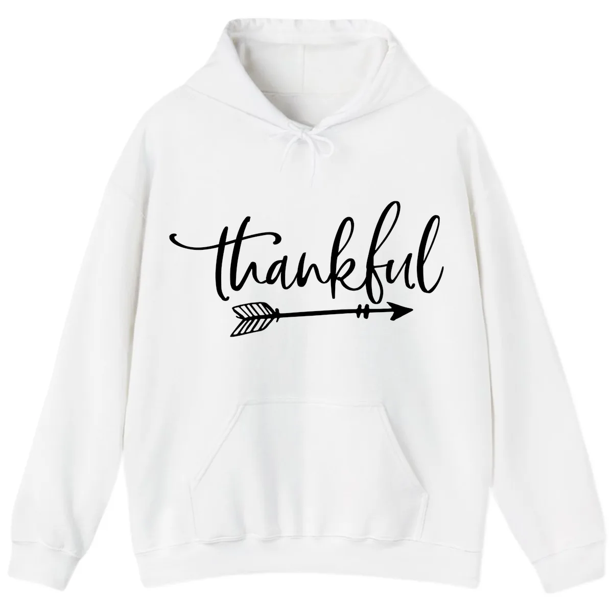 Thankful Arrow Typography Hoodie in White