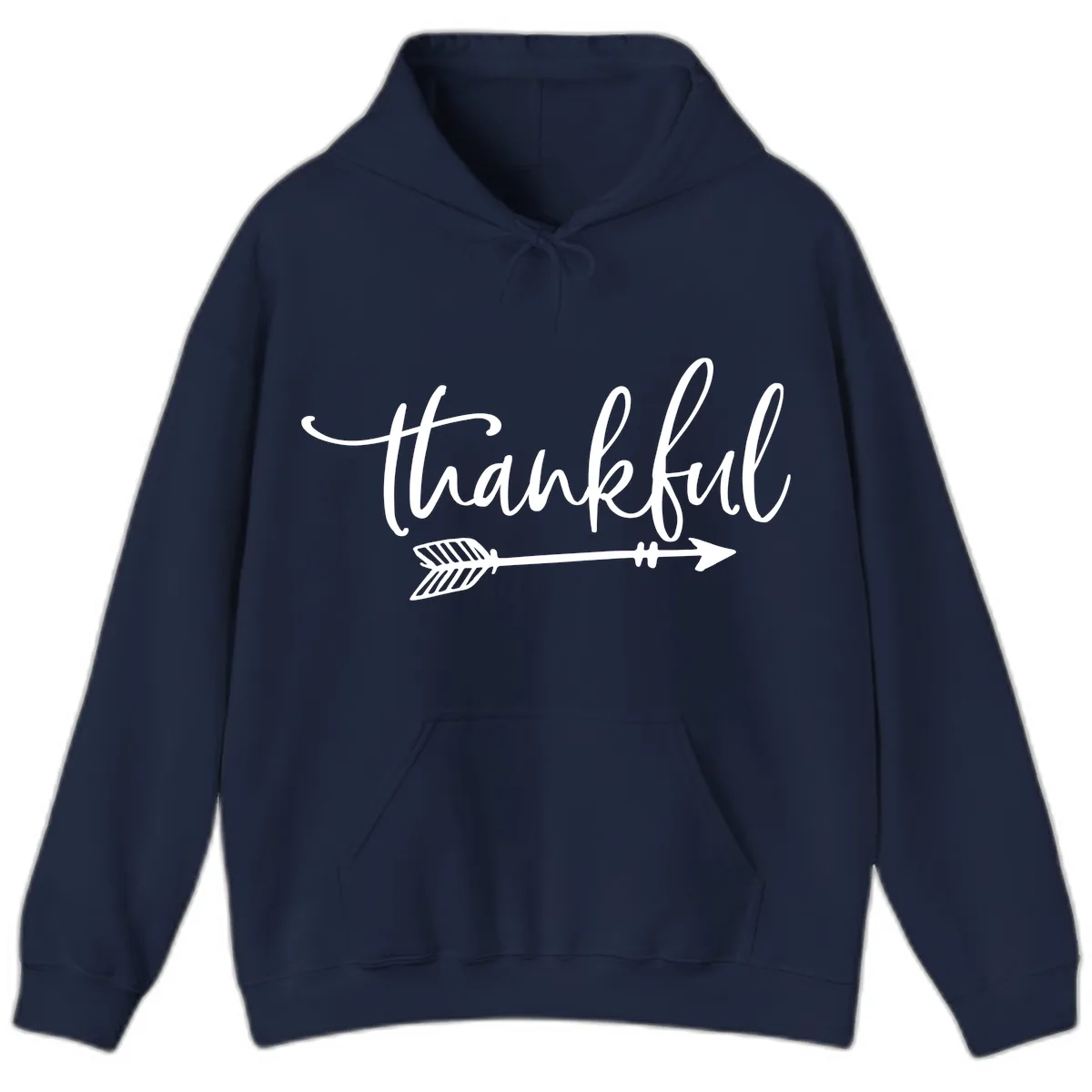 Thankful Arrow Typography Hoodie in Navy