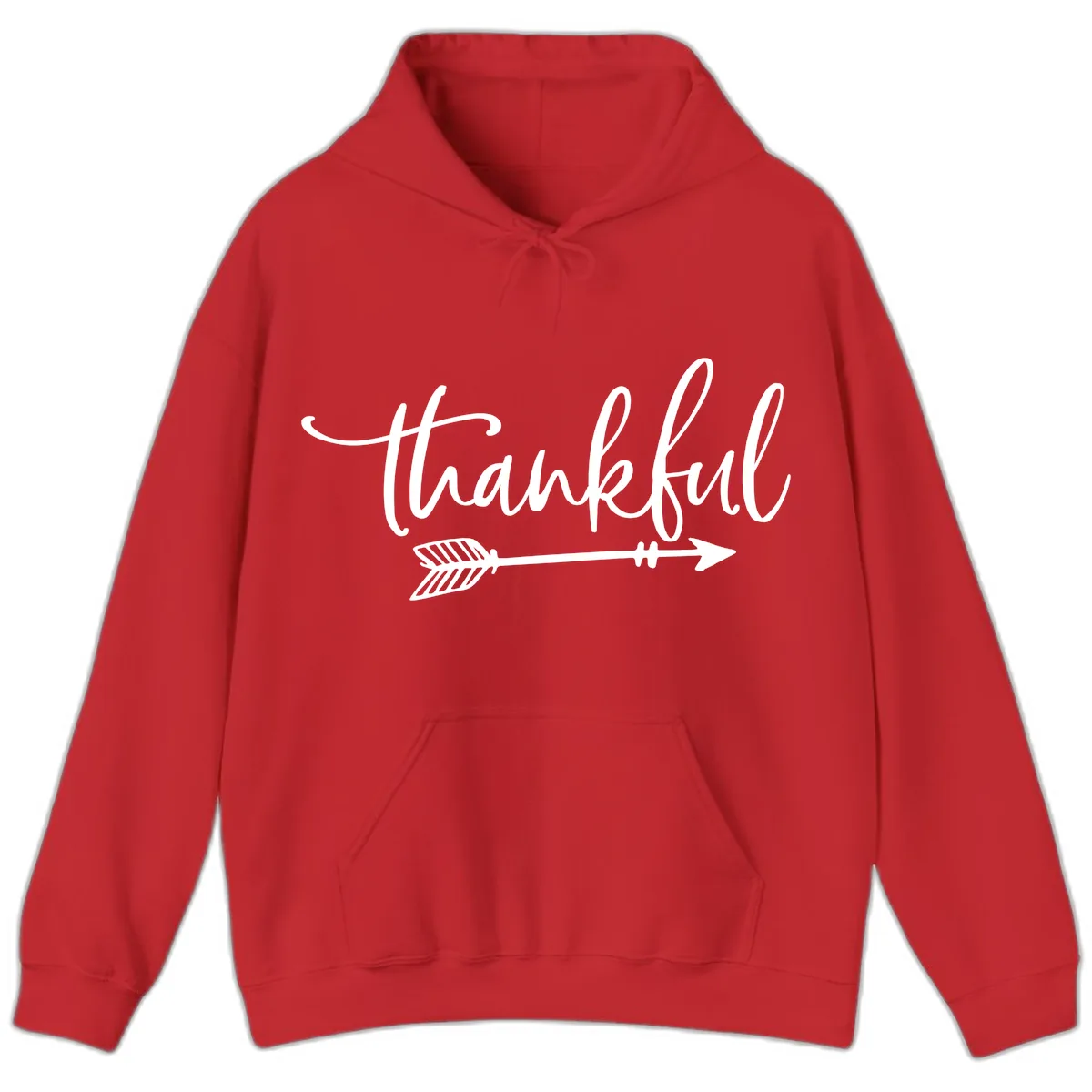 Thankful Arrow Typography Hoodie in Red