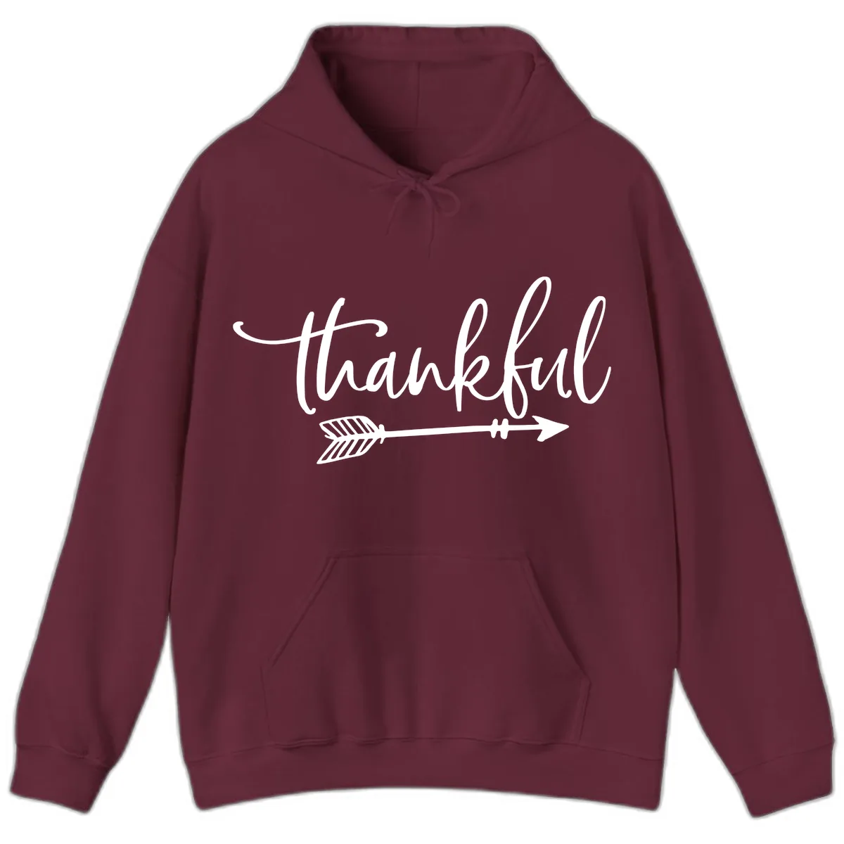 Thankful Arrow Typography Hoodie in Maroon