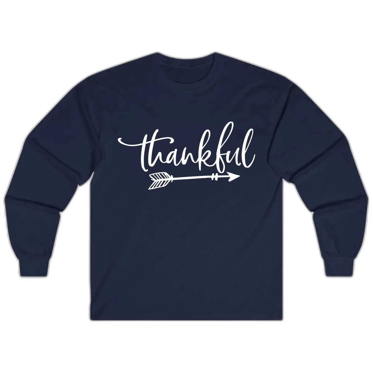 Thankful Arrow Typography Long Sleeve in Navy
