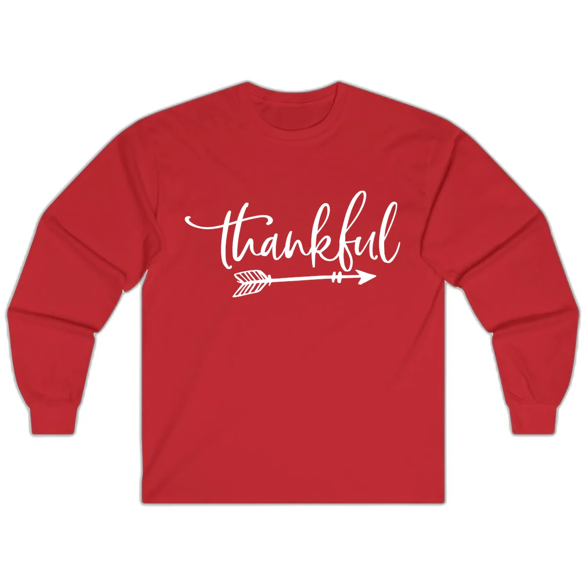 Thankful Arrow Typography Long Sleeve in Red