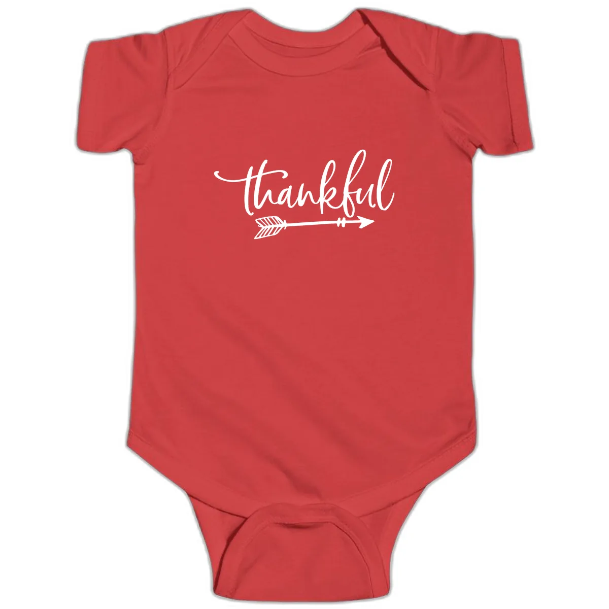 Thankful Arrow Typography Baby Onesie in Red