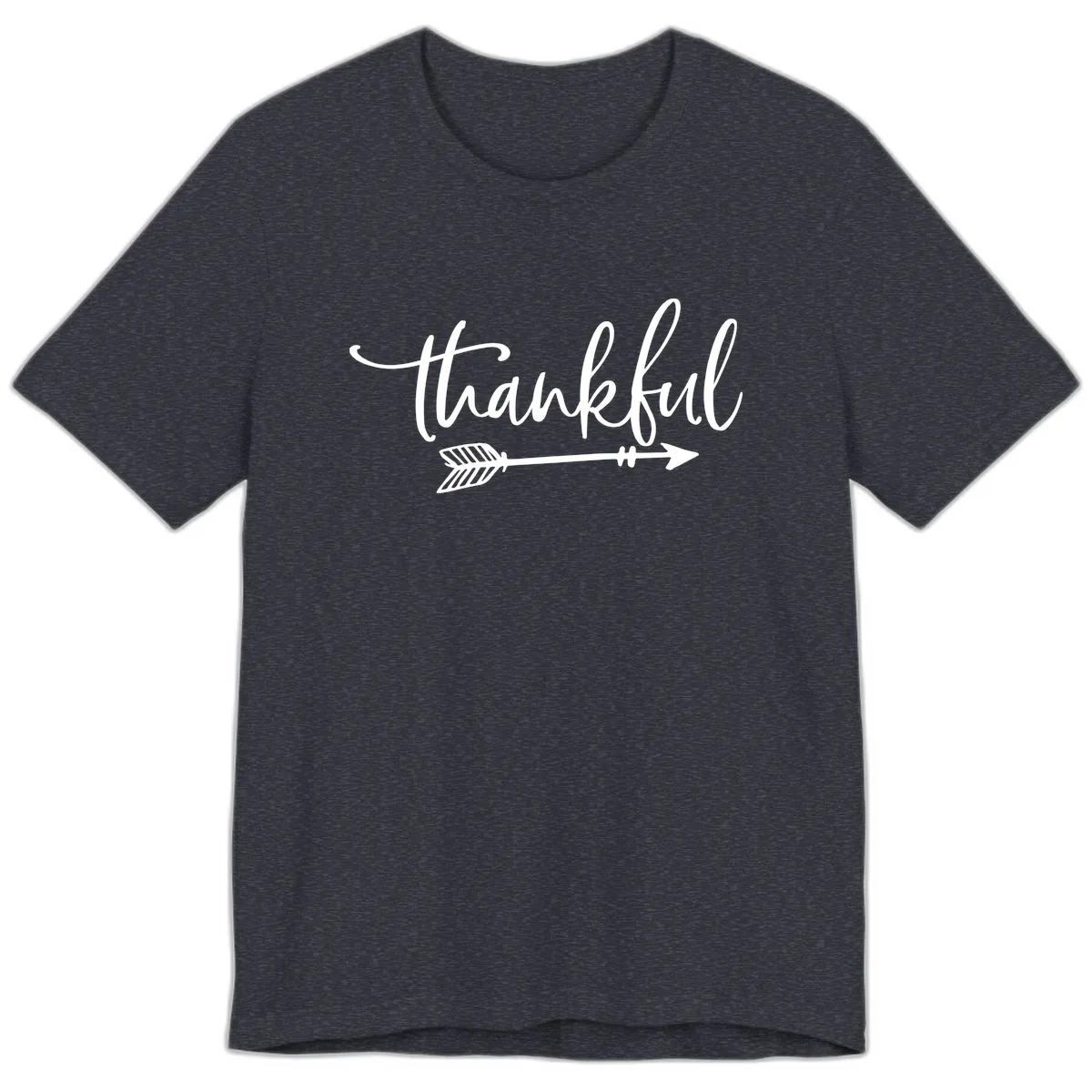 Thankful Arrow Typography Premium T-Shirt in Heather Navy