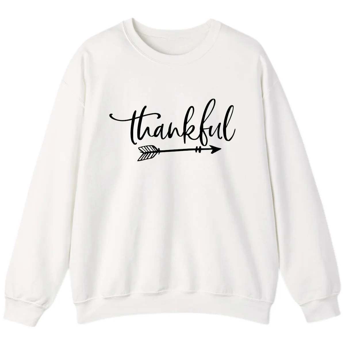 Thankful Arrow Typography Sweatshirt in White