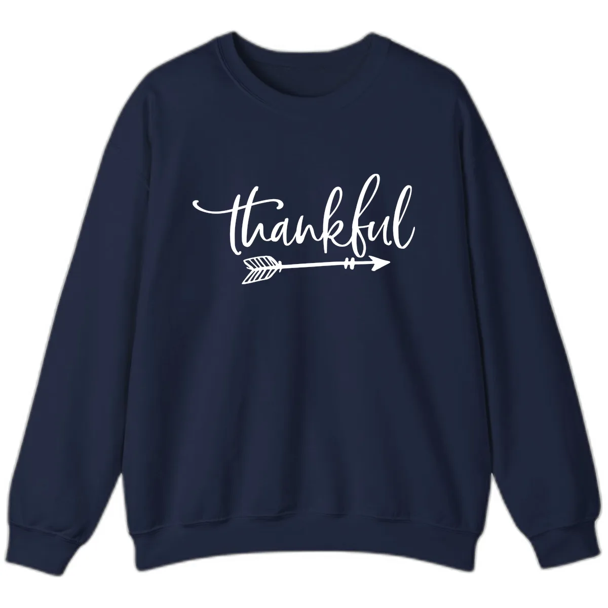 Thankful Arrow Typography Sweatshirt in Navy