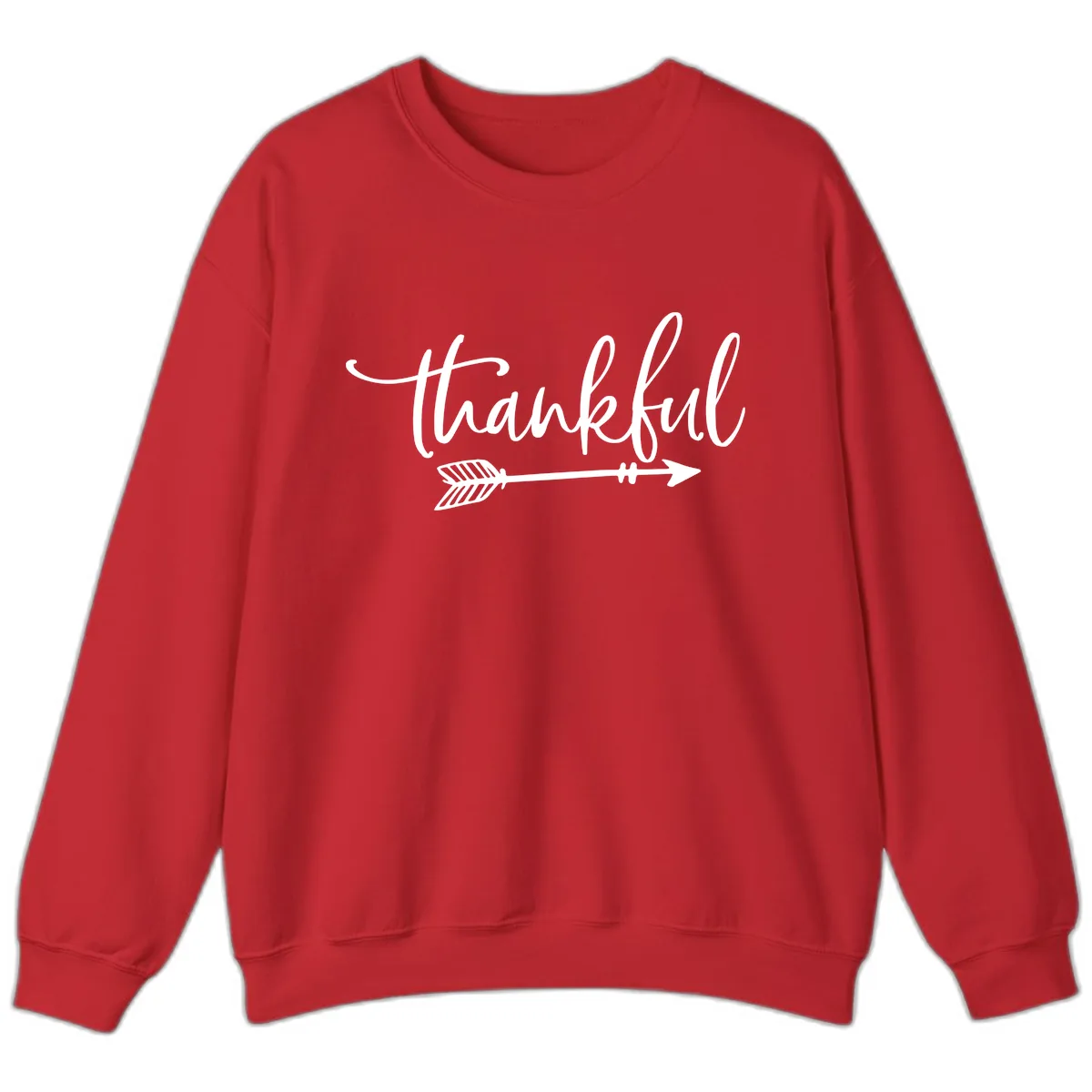 Thankful Arrow Typography Sweatshirt in Red