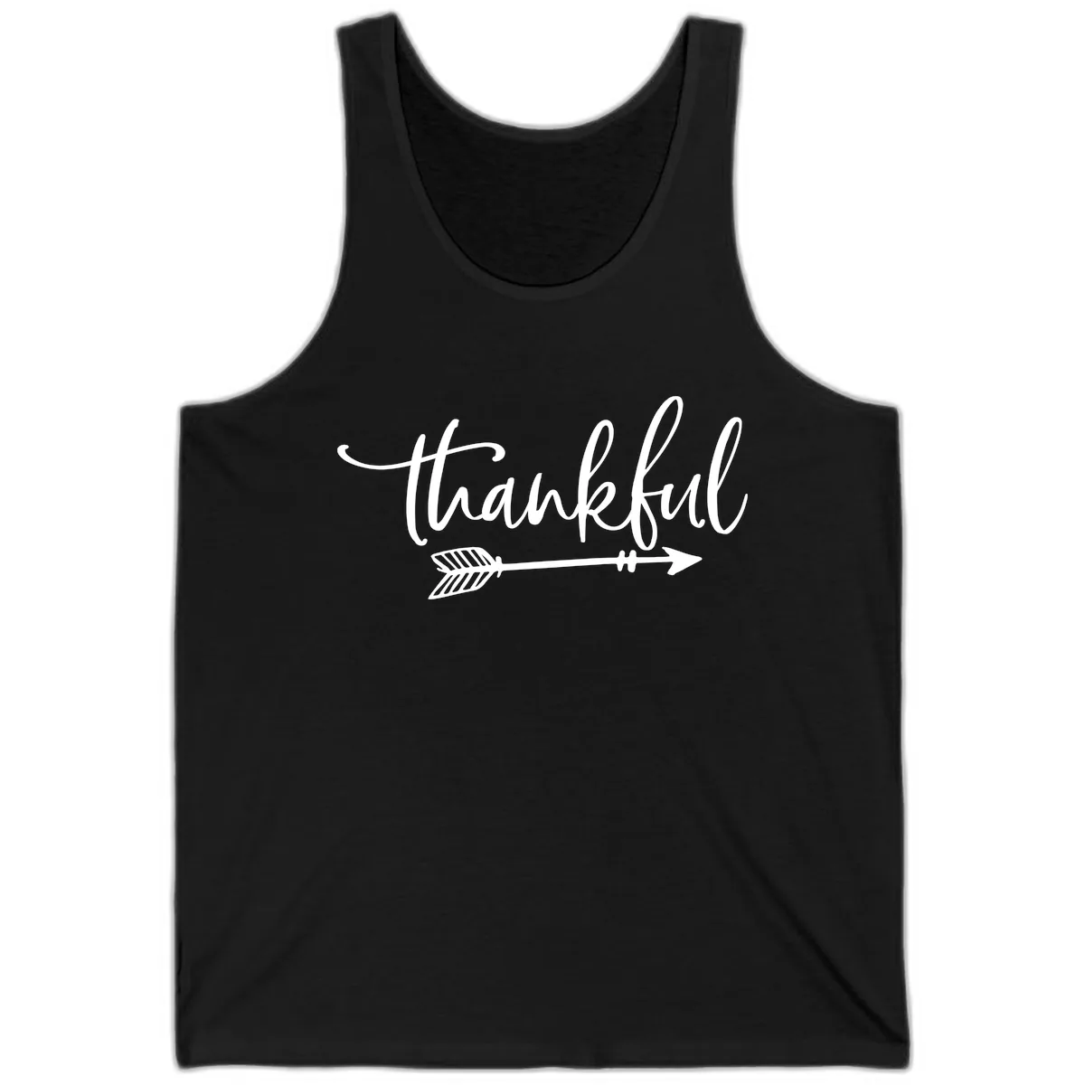 Thankful Arrow Typography Tank in Black
