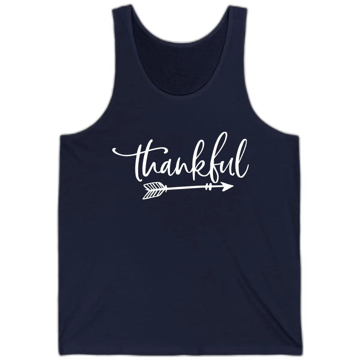 Thankful Arrow Typography Tank in Navy