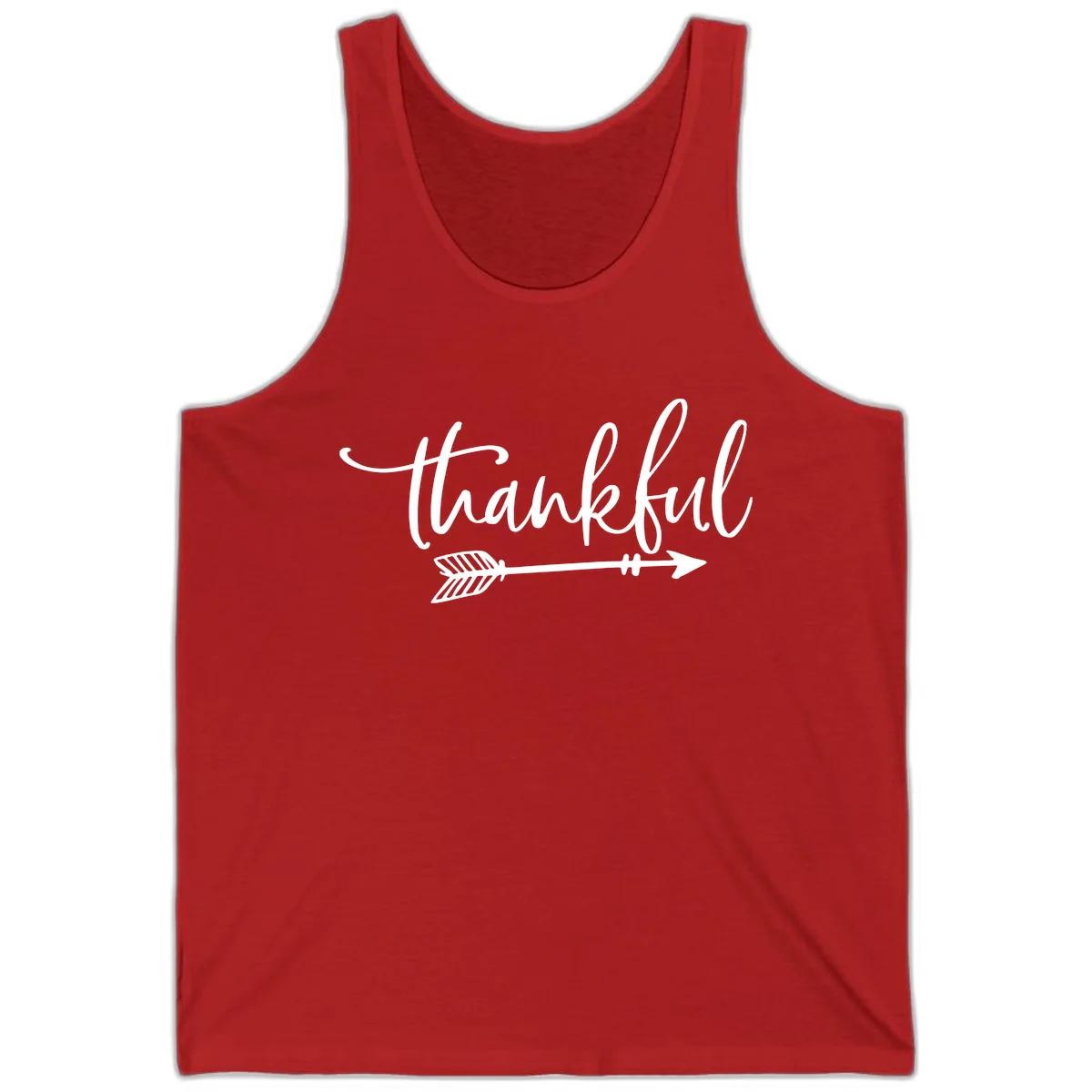 Thankful Arrow Typography Tank in Red