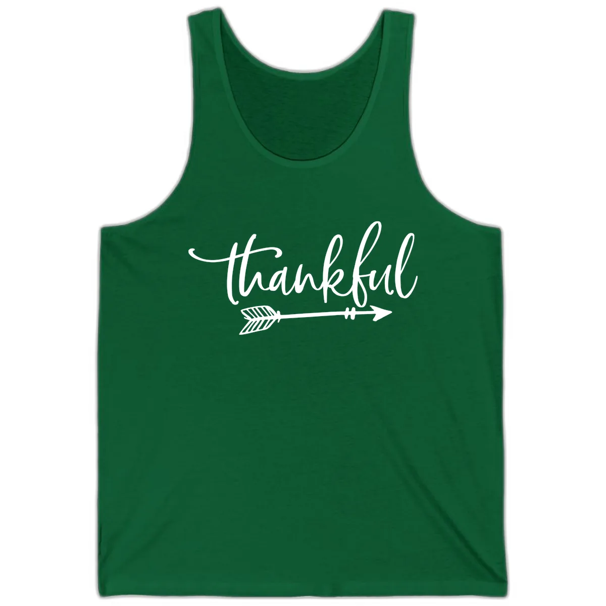 Thankful Arrow Typography Tank in Kelly