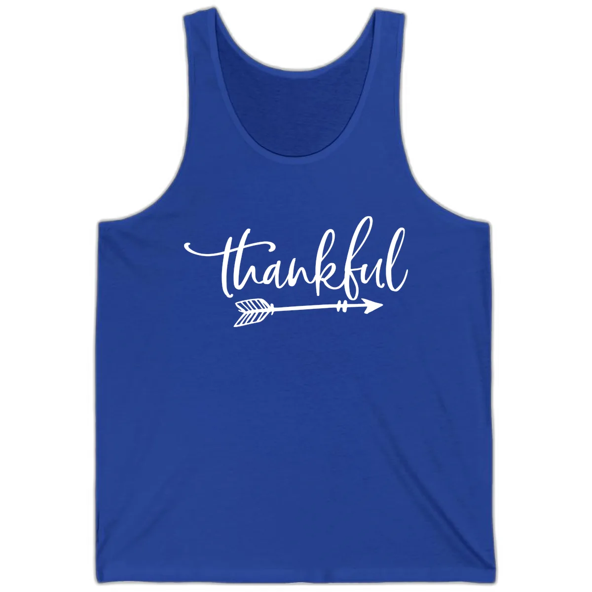 Thankful Arrow Typography Tank in True Royal