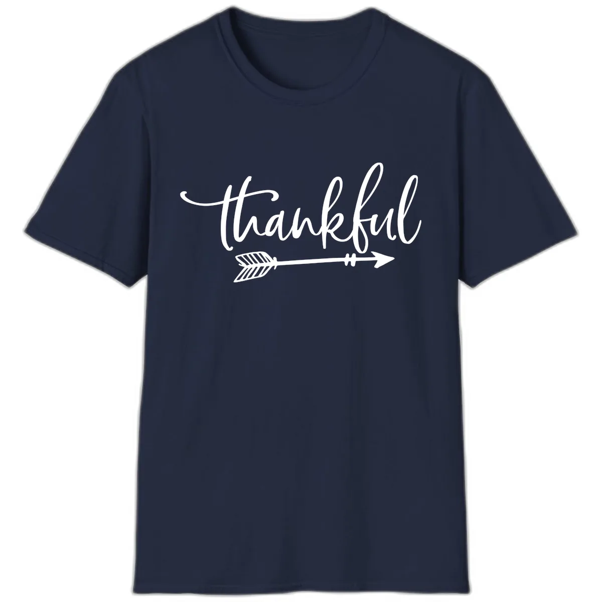 Thankful Arrow Typography T-Shirt in Navy