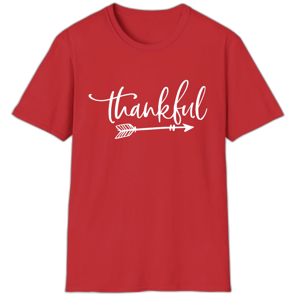Thankful Arrow Typography T-Shirt in Red