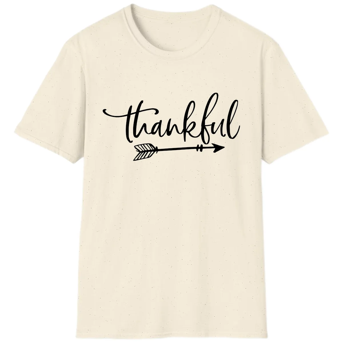 Thankful Arrow Typography T-Shirt in Natural