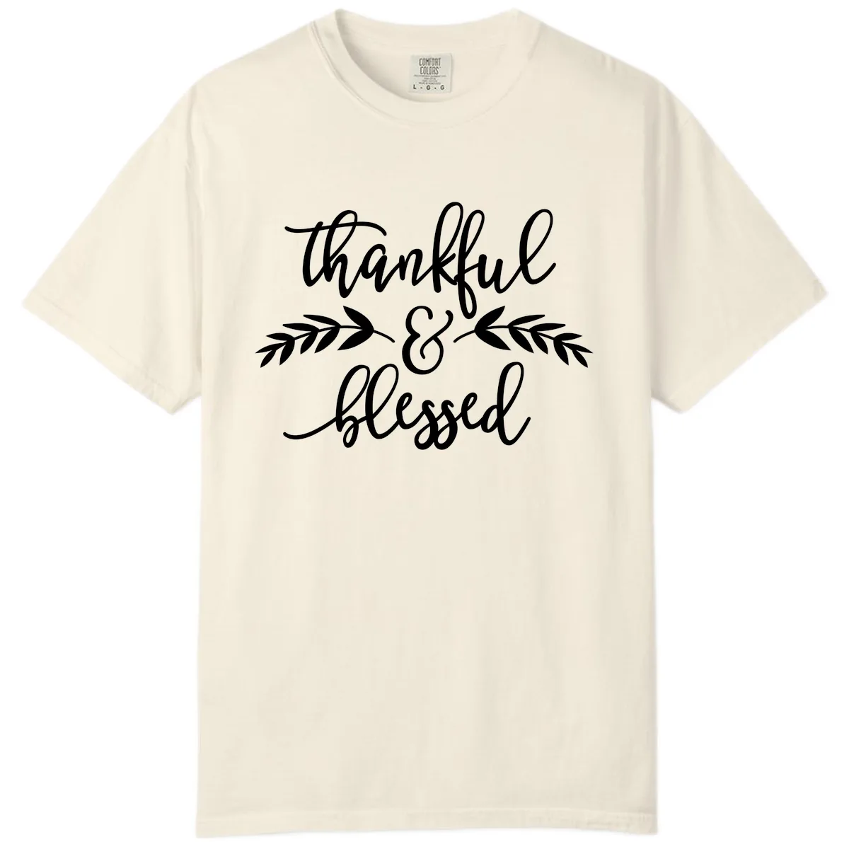 Thankful & Blessed Script Design Comfort Color in Ivory