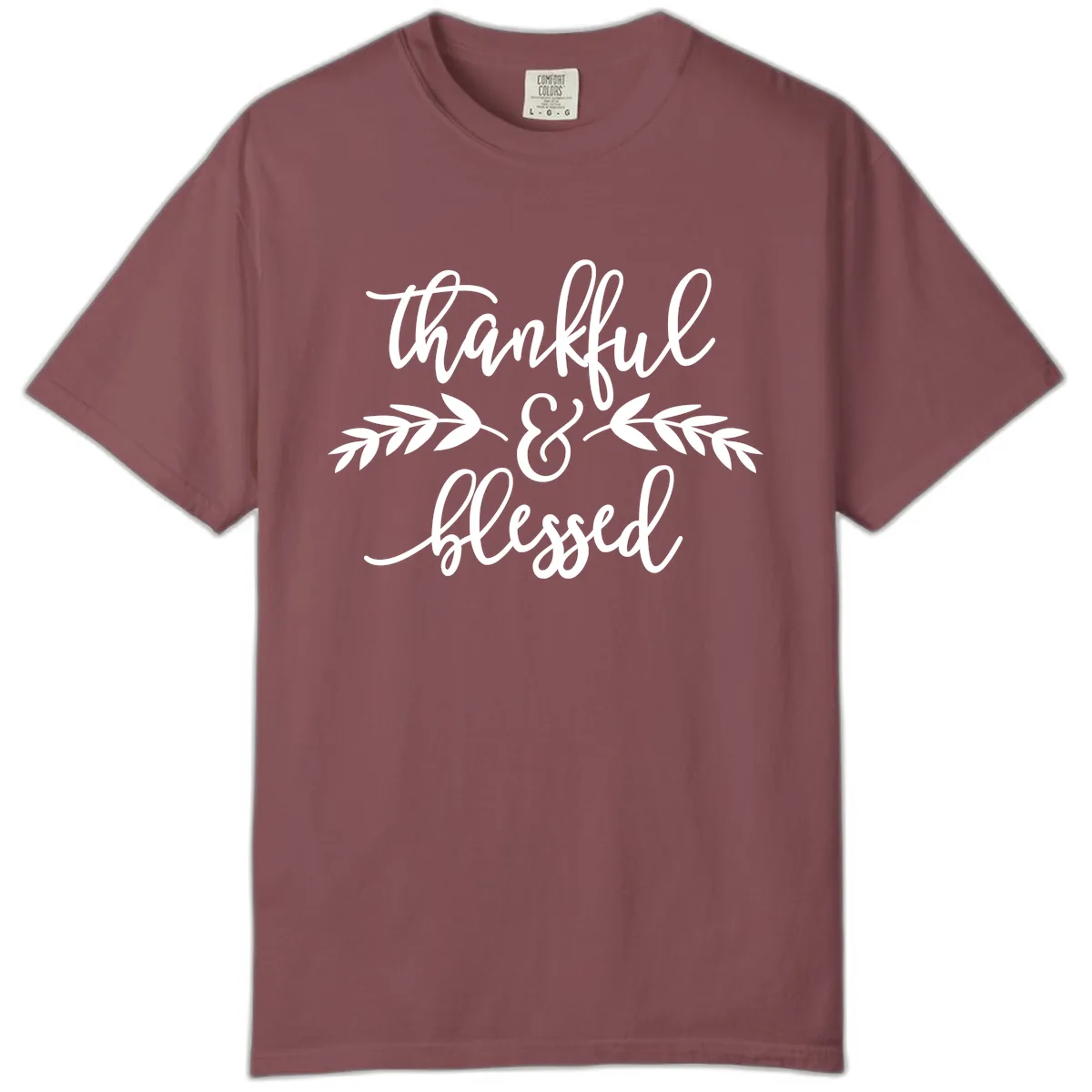 Thankful & Blessed Script Design Comfort Color in Brick