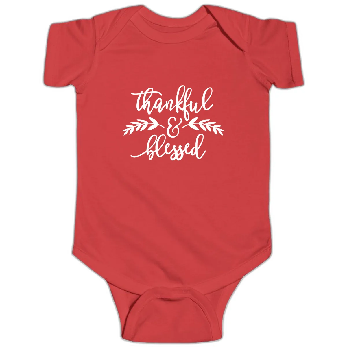 Thankful & Blessed Script Design Baby Onesie in Red