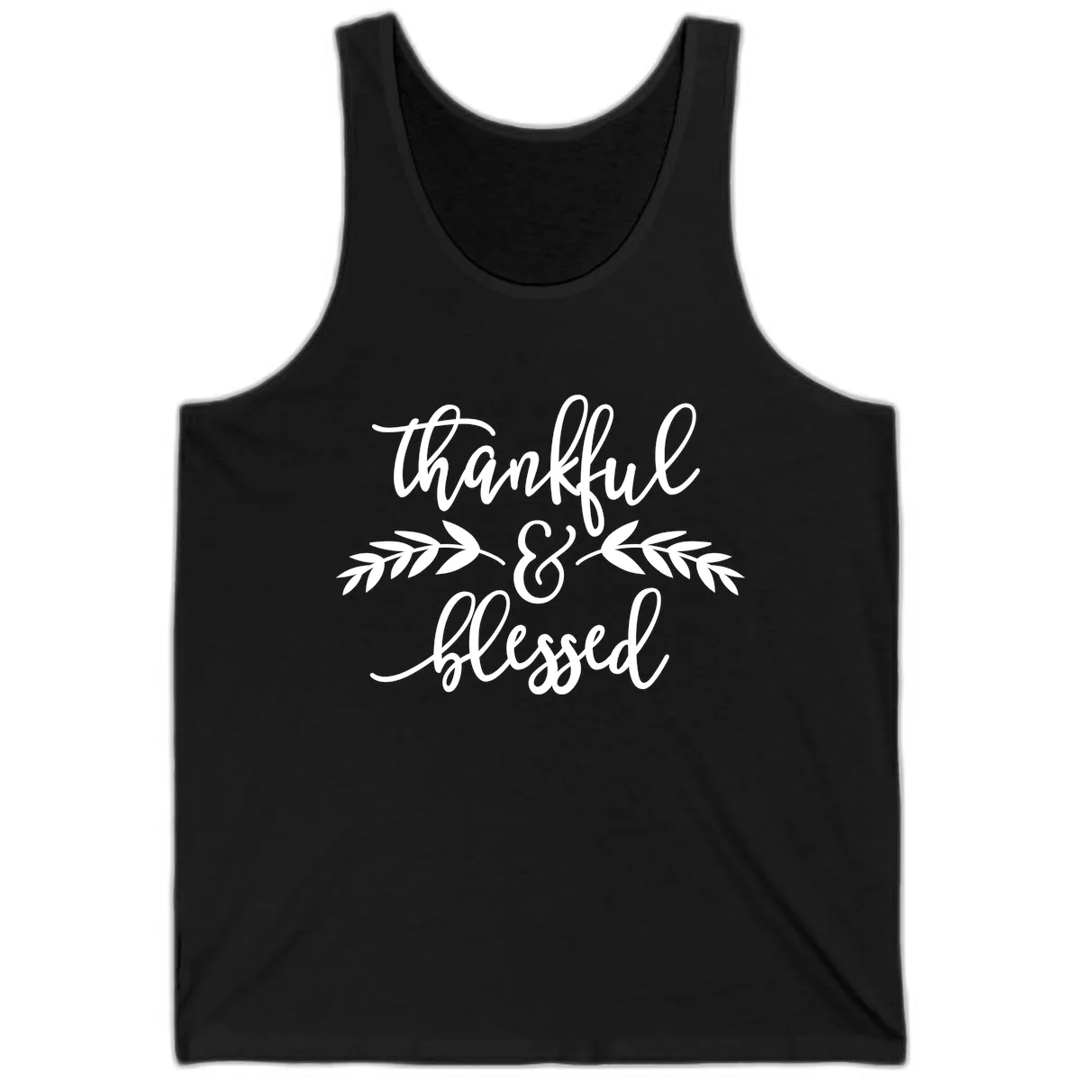 Thankful & Blessed Script Design Tank in Black