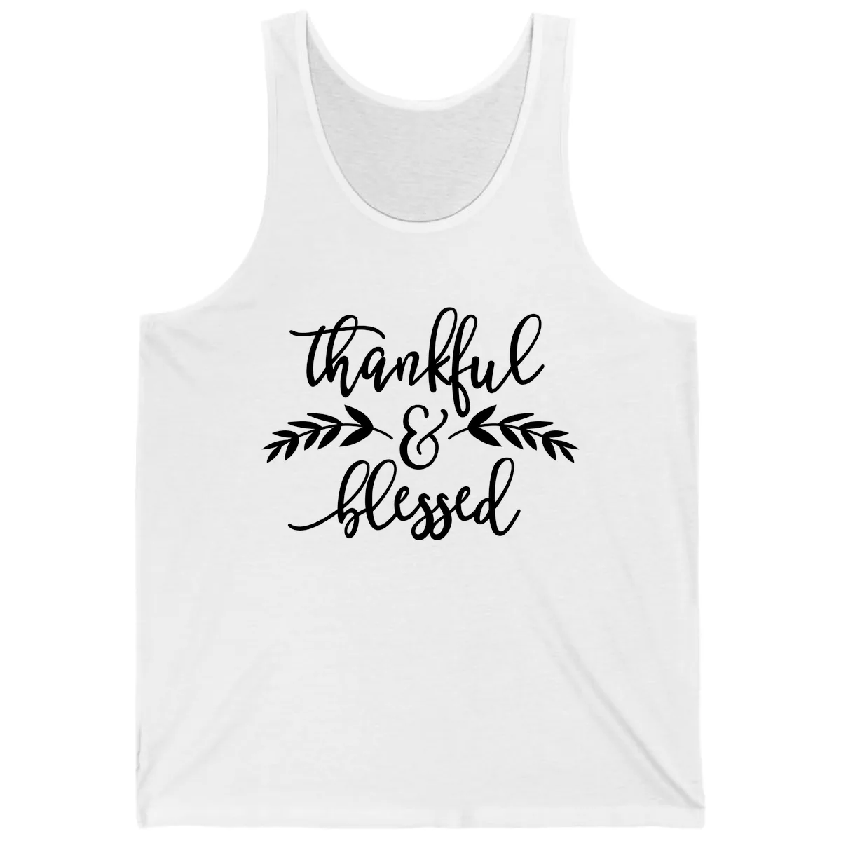 Thankful & Blessed Script Design Tank in White